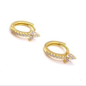 Gold Cubic Zirconia Huggie Hoop Earrings